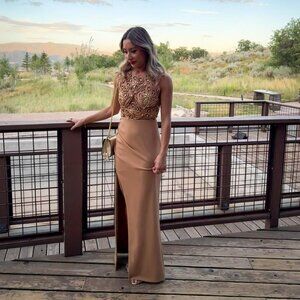 Patbo Crepe Embroidered Gown - Current Season